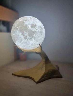 Lámpara Luna 3D LED, 16 Colores RGB, Control Táctil y Remoto, Regulable,  Luz Nocturna 15 cm con Soporte de Madera y Cargador USB Incluidos