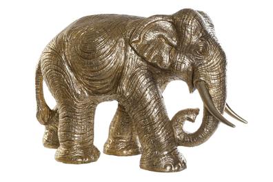 Figura de elefantes grande y pequeño, dorada