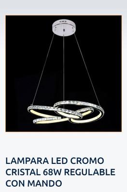 LAMPARA LED CROMO CRISTAL 68W REGULABLE ALARGADA