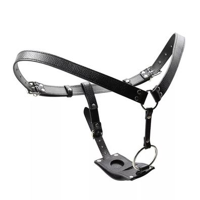 Jaula de castidad con cerradura de acero masculino con cinturón de cuero  completo. -  España