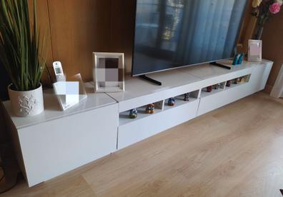 Mueble TV ajustable para salón, 160 x 40 x 38 cm, color roble y antracita