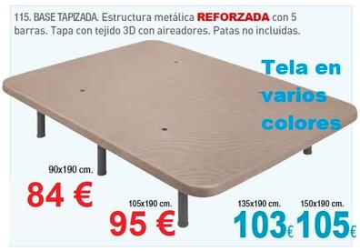Base tapizada Poli-piel reforzada 5 barras transversales - Negro - 90x190  cm