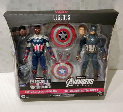 Marvel Legends Series Captain America - Juego de 2 figuras de Steve Rogers  y Sam Wilson MCU de 6 pulgadas, 7 accesorios