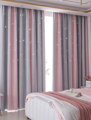  Cortinas opacas térmicas para dormitorio con reducción de  ruido, color rosa para sala de estar, juego de 2 ganchos de calidad, cortinas  opacas, color azul : Todo lo demás
