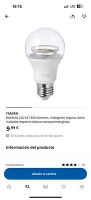 SOLHETTA bombilla LED E27 470 lúmenes, forma de globo transparente - IKEA