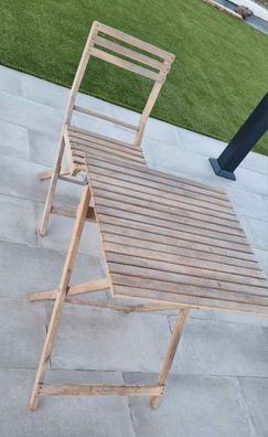 Conjunto de balcón terraza mesa plegable 70x70 + 2 sillas madera y