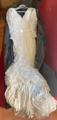 Vestidos De Novia De Sirena Baratos, Tren De Barrido, Tirantes Finos,  Vestido De Novia De Satén, Botones, Vestido De Boda Delantero De 121,06 €