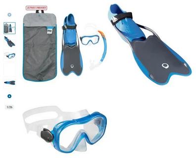 Kit Buceo Máscara + Tubo Snorkel 100 Adulto Azul - Decathlon