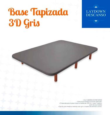 Comprar Base tapizada 150x190 gris REFORZADA 5 BARRAS