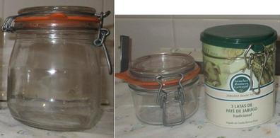 Tarro hermético de vidrio 500 ml, bote, frasco con tapa de madera 9,5 x  10,2 cm, ideal para conservas, caramelos, galletas, legu
