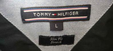 Camisa Tommy Hilfiger Original Hombre Logo Bordado Azul Slim