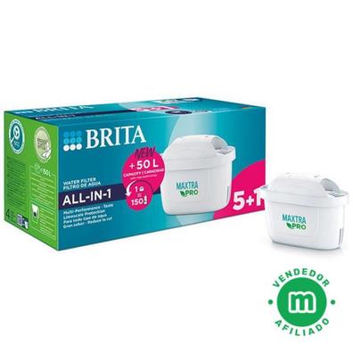 BRITA Cartucho de filtro de agua MAXTRA PRO All-in-1 pack 6 NUEVO -  Recambio original BRITA que reduce las impurezas, el cloro, los pesticidas  y la cal para obtener agua del grifo