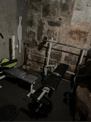 Banco de pesas plano todo en uno para ejercicios,estación de inmersión en  rack de press de banca ajustable,gimnasio con mancuernas,barra de  abdominales,barra de piernas,equipo de ejercicio para curl : :  Deportes y