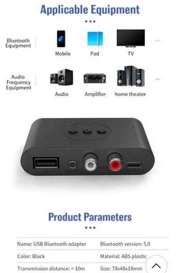 Transmisor y receptor Bluetooth 5,0, FM estéreo, AUX, Jack de 3,5mm, óptico,  RCA, manos