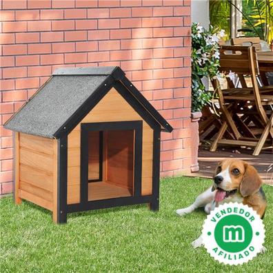 Caseta perros exterior madera - 76 x 99 x H80 cm - casa perro - talla S - casa de perros pequeños - techo impermeable - Timbela M401-1