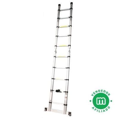 Escalera telescópica de aluminio más larga, fácil de usar y transportar, 24  pies, escaleras plegables con barra estabilizadora de gancho, escalera
