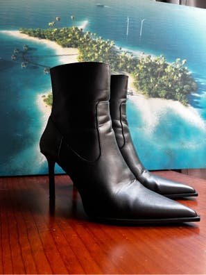 Botín Plano Botin Tacon Ancho Piel Zara Botines Zara De Tacon Moda Y  Complementos De Segunda Mano Barata