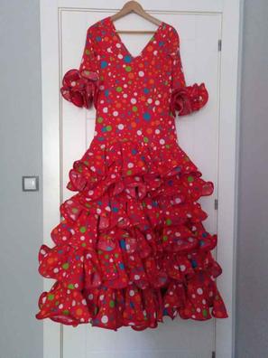 Vestido de Flamenca / Sevillana para Mujer Color Negro y Rojo con