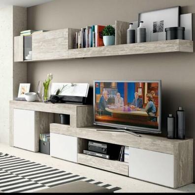 Mueble de TV blanco moderno con iluminación LED variable, comedor 240cm