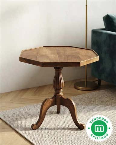 Milanuncios - Mesa auxiliar octagonal de madera maciza