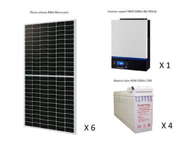 Kit solar con baterias 10000w  kit con material de montaje incluido