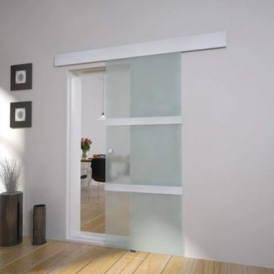 Sistema de puertas correderas Juego de accesorios de riel en el piso con  vidrio de vidrio de madera 150 kg 183 cm