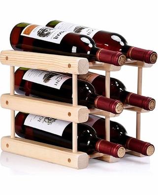 Botellero colgante de madera maciza para 5 botellas / Porta vino de madera  montado en la pared / Home Bar Estante de botellas con soporte oculto /  Botellero rústico -  España