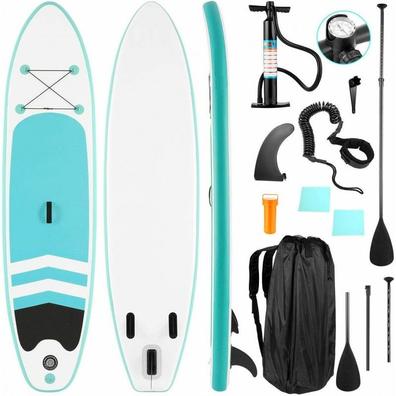 HOMCOM Tabla de Paddle Surf Hinchable con Remo Ajustable y Bomba  305x76x15cm con 3 Aletas Kit de Reparación Bolsa de Transporte Ideal para  Principiantes