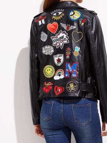 Milanuncios - Cazadora negra parches talla