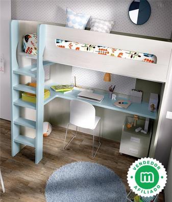 Dormitorio completo con cama alta combinada con escritorio MOBI - Diseño de  muebles