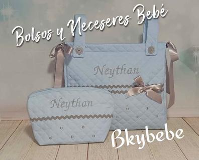 Neceser portapañales y toallitas bebé personalizado. Vichy beige