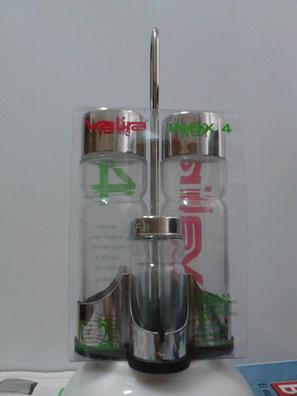 Set para Ensaladas, Aceitero, Vinagrero, Salero, Pimentero de Vidrio con  Soporte