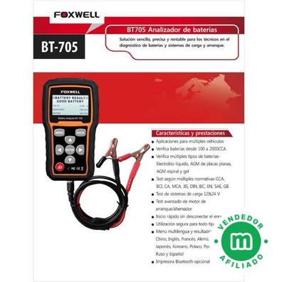Foxwell Bt705 Comprobador De Baterías De Coche 12v,24v