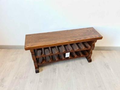 Mueble botellero de madera maciza de roble 72x32x90 cm