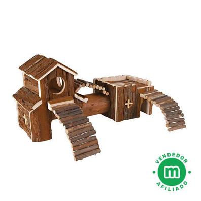 Juego de 4 juguetes de madera para hámster, juegos de hámster que incluyen  puente colgante para casa de hámster, accesorio para hámster, conejillo de