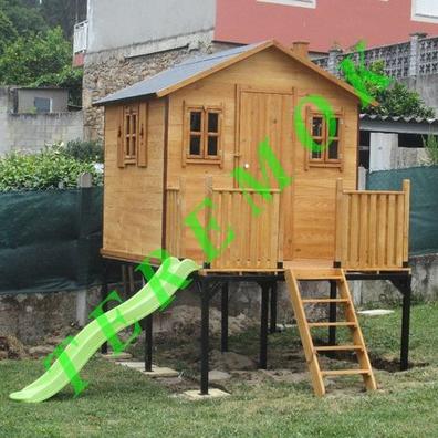 Casita infantil de madera Masgames FLAM Elevada con tobogán