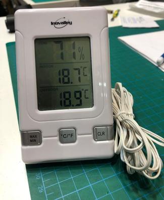 Termómetro de ambiente interior, termómetro exterior, termómetro de madera,  -40 °C-+50 °C (20 x 4 cm) : : Jardín
