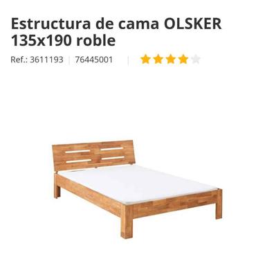 Estructura de cama OLSKER 135x190 roble