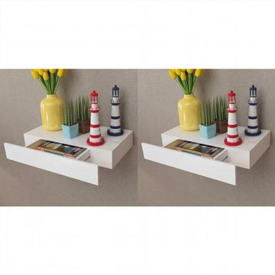 Estantes Flotantes Pared 3 Pzas Mdf Blanco Forma U Libros/dvd