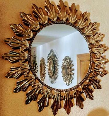 Espejo ovalado sol plateado metal vintage · Vintage Spanish sunburst mirror  (VENDIDO) - Vintage & Chic