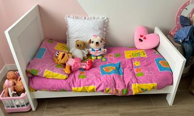 Marco de cama para niños, marco de madera de pino maciza con barandilla de  seguridad, muebles clásicos de madera para dormir, cama individual para
