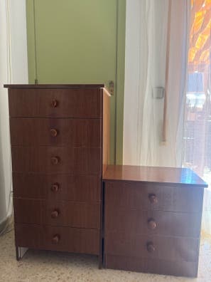 Milanuncios - Cómoda vintage madera 6 cajones y mesita