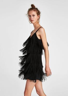 Camarada paleta capa Vestido flecos zara azul Vestidos de fiesta de segunda mano baratos |  Milanuncios