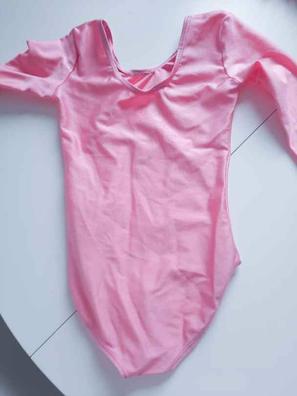 Maillot de gimnasia rítmica para mujer, de alta elasticidad, hecho a mano,  de manga larga, color rosa, M