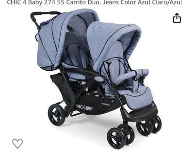 Cochecito de Bebé Gemelar Silla de Paseo Doble Carro de Twin para 0-36  Meses Carga 15 kg de Cada Asiento Color Gris