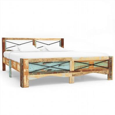 Festnight Estructura Cama con 2 Cajones | Cama Matrimonio | Cama Doble |  Somier de láminas de Madera | Almacenamiento Debajo de la Cama | para