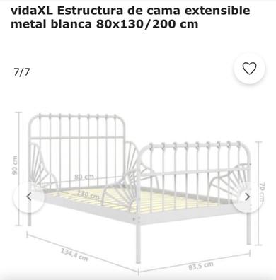 Estructura De Cama Extensible Metal Blanca 80x130/200 Cm Vidaxl con Ofertas  en Carrefour