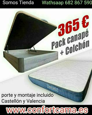 Pack Premium 135x190 Canapé Abatible + Colchón Viscoelástico, Color Gris –  Subida y Montaje INCLUIDO