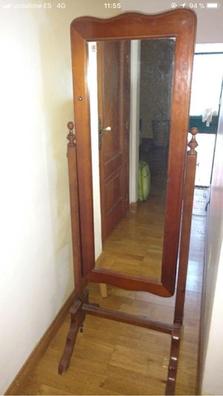 Espejo de pie independiente de madera con acabado blanco Cheval para  dormitorio