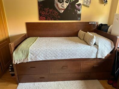 Cama nido supletoria con frontal de madera maciza con 2 pasamanos